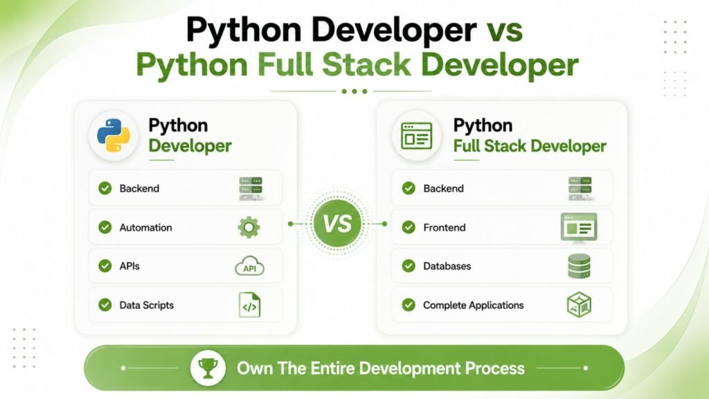 Comparison between Python developer and Python full stack developer roles 
