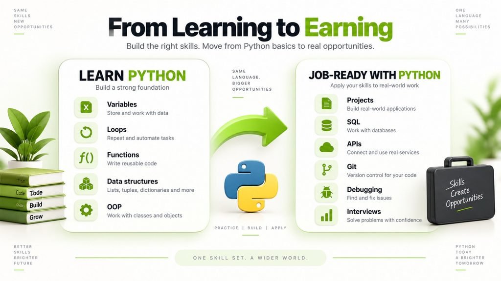 Difference between learning Python basics and becoming job-ready