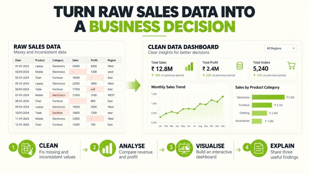 Retail sales data transformed into an interactive business intelligence dashboard